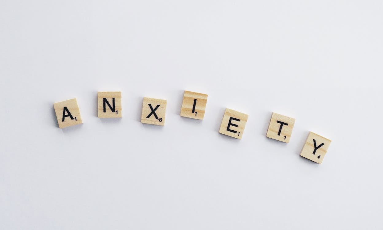 Wooden blocks spelling anxiety