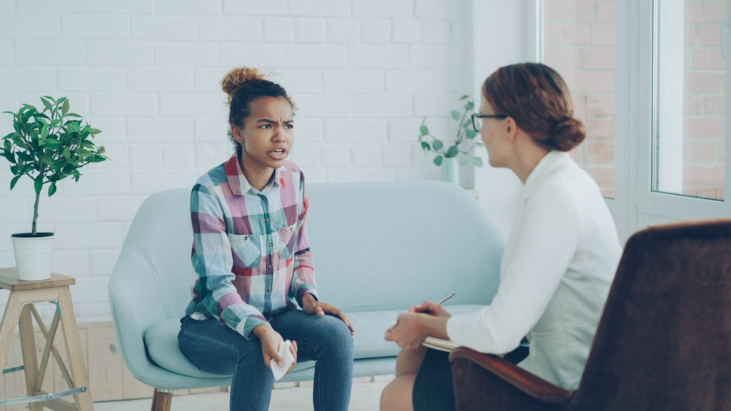 A teenager during a therapy session